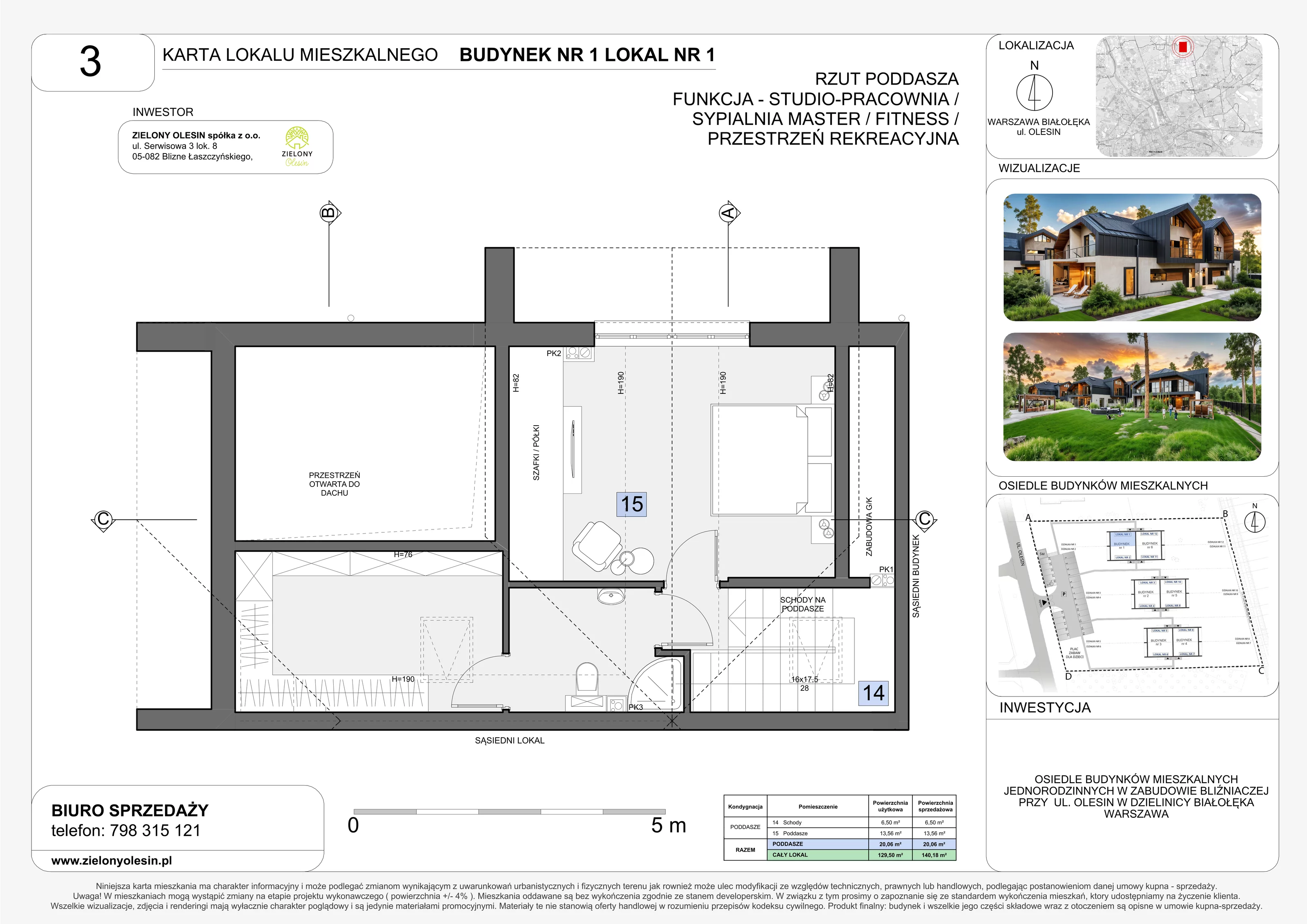 Dom 140,18 m², oferta nr 1-1, Zielony Olesin, Warszawa, Białołęka, Kobiałka, ul. Olesin