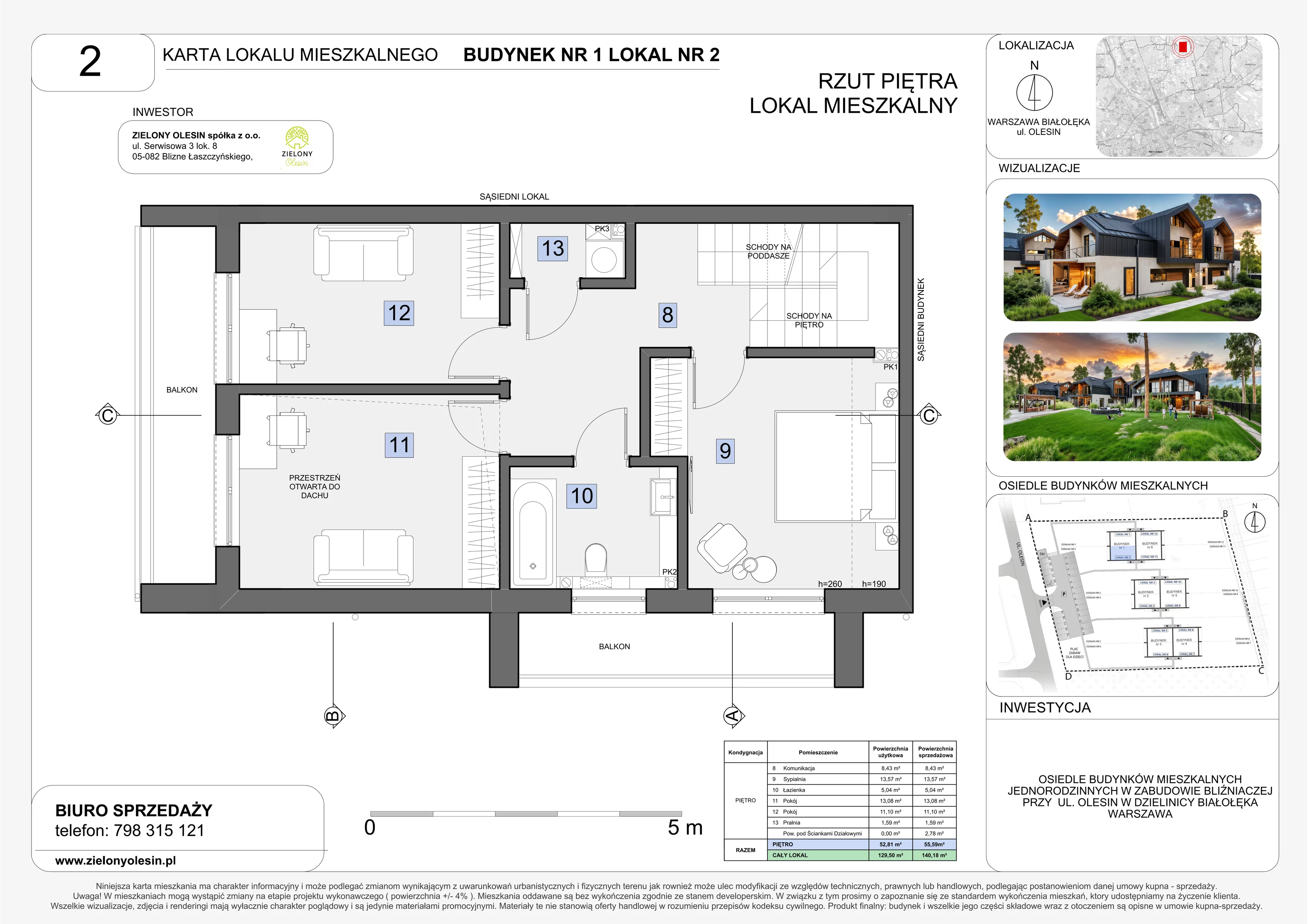 Dom 140,18 m², oferta nr 1-2, Zielony Olesin, Warszawa, Białołęka, Kobiałka, ul. Olesin