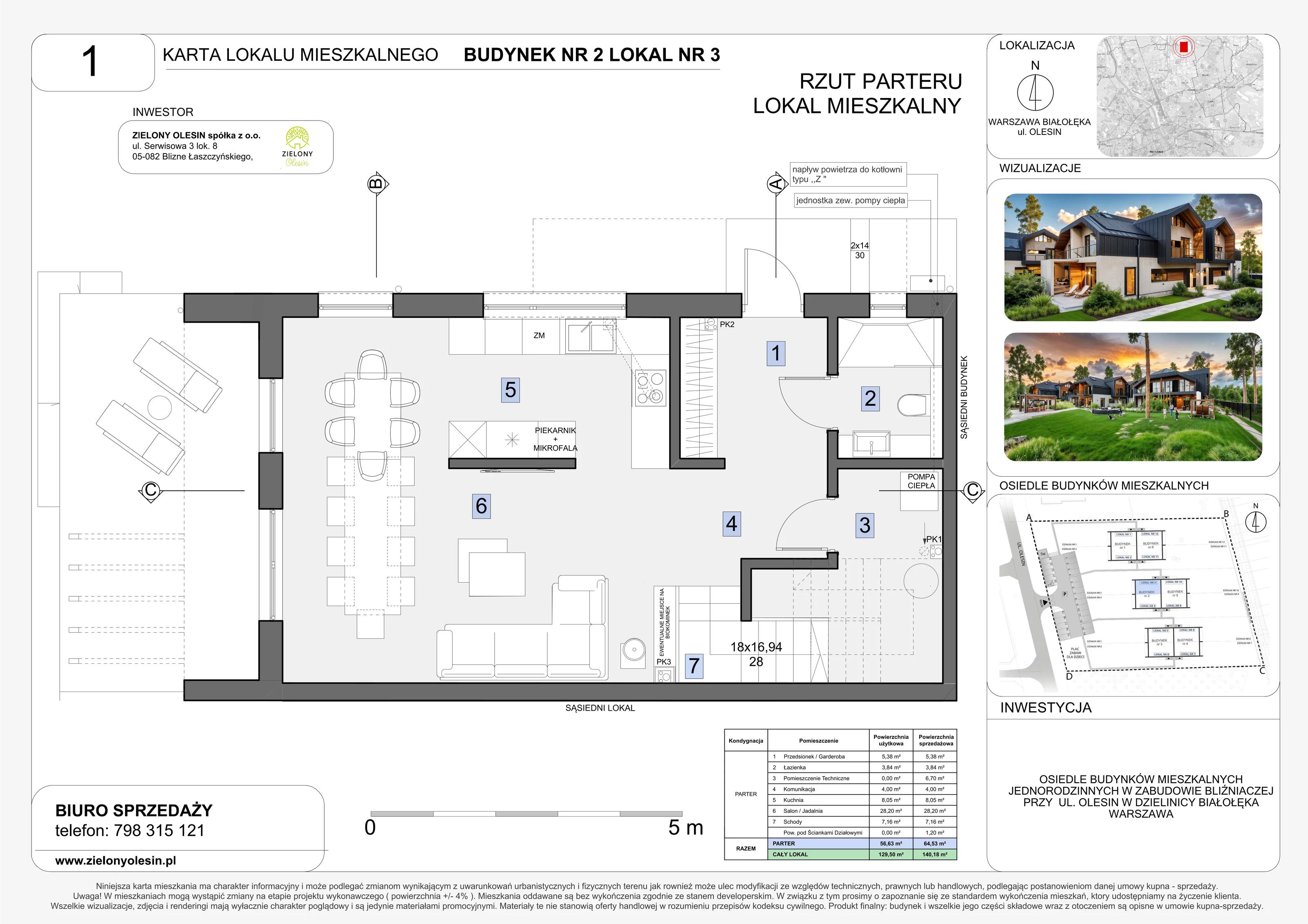 Dom 140,18 m², oferta nr 2-3, Zielony Olesin, Warszawa, Białołęka, Kobiałka, ul. Olesin