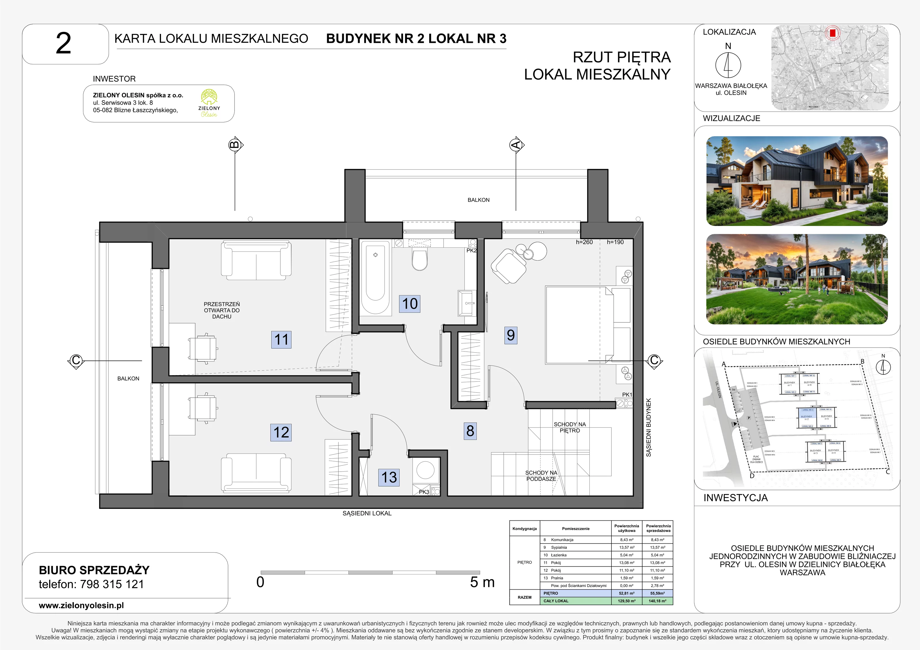 Dom 140,18 m², oferta nr 2-3, Zielony Olesin, Warszawa, Białołęka, Kobiałka, ul. Olesin