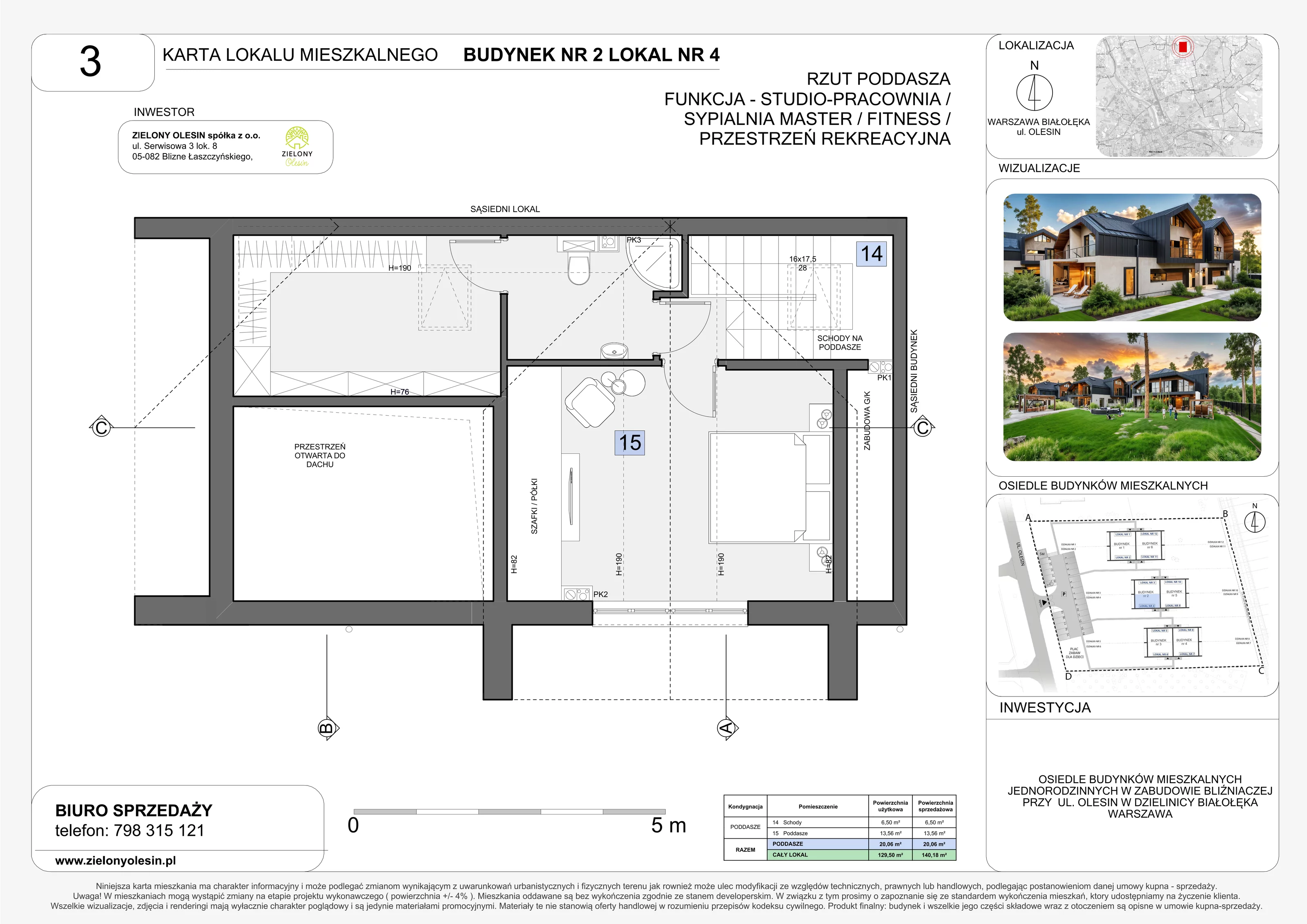 Dom 140,18 m², oferta nr 2-4, Zielony Olesin, Warszawa, Białołęka, Kobiałka, ul. Olesin