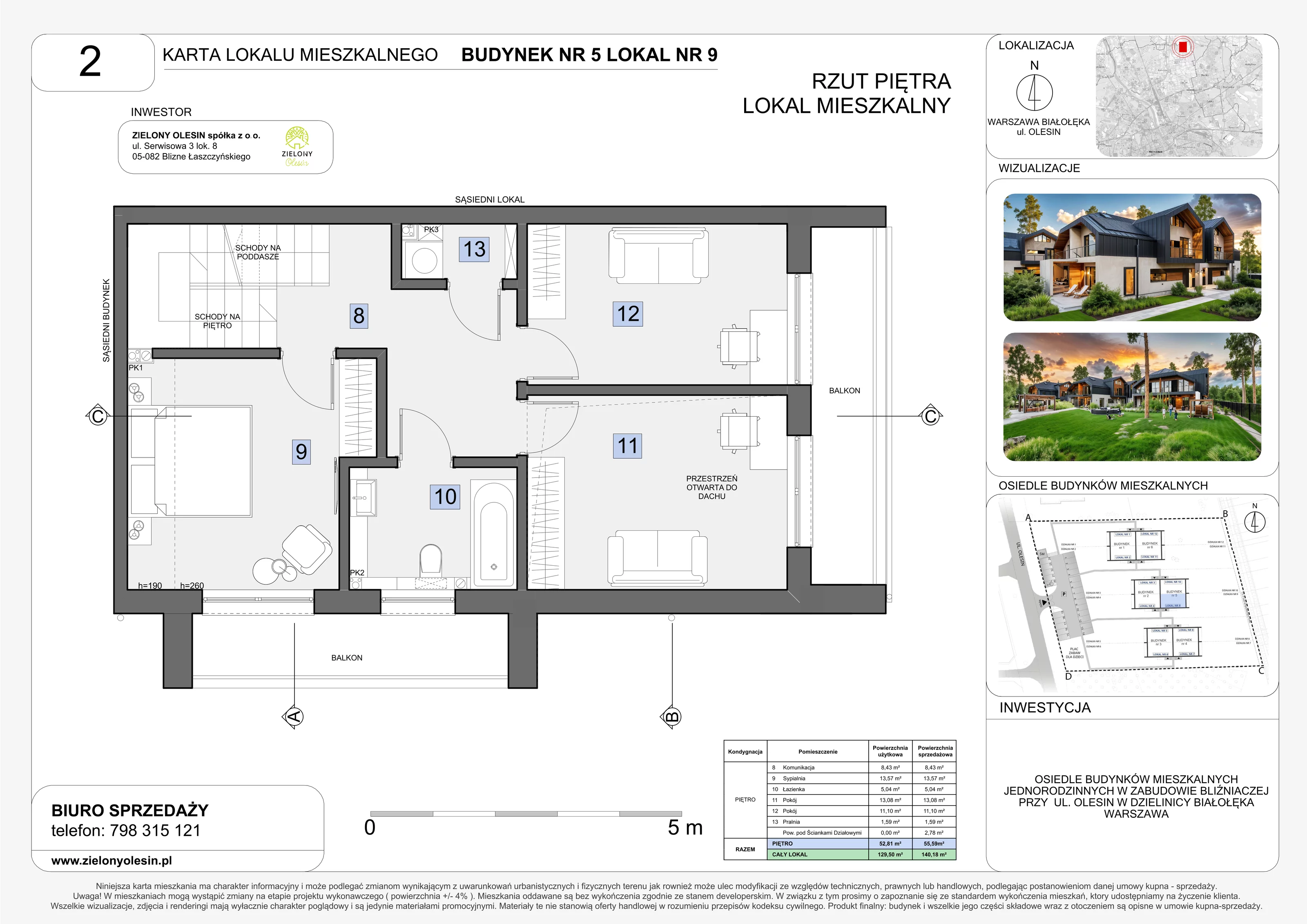 Dom 140,18 m², oferta nr 5-9, Zielony Olesin, Warszawa, Białołęka, Kobiałka, ul. Olesin