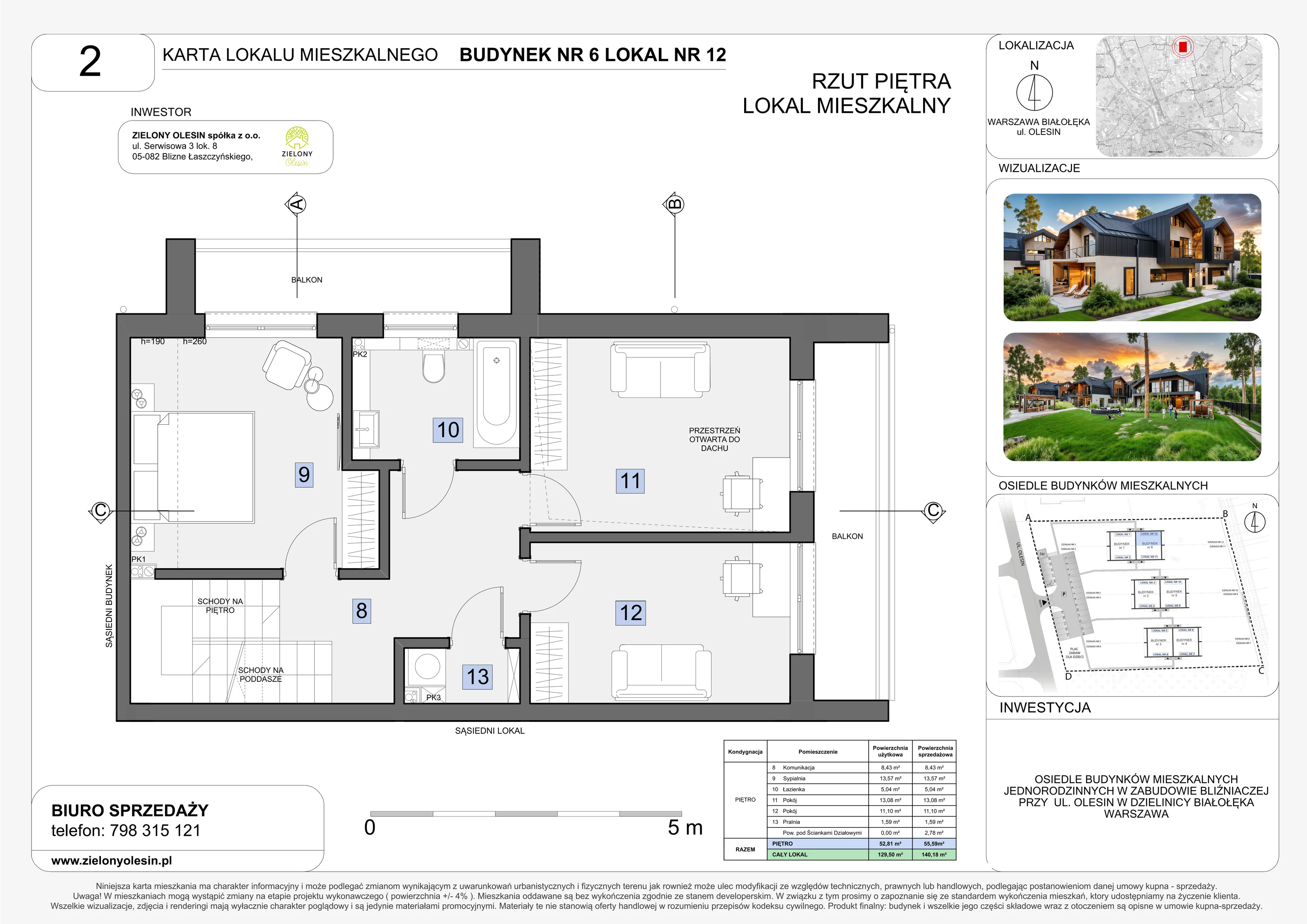 Dom 140,18 m², oferta nr 6-12, Zielony Olesin, Warszawa, Białołęka, Kobiałka, ul. Olesin