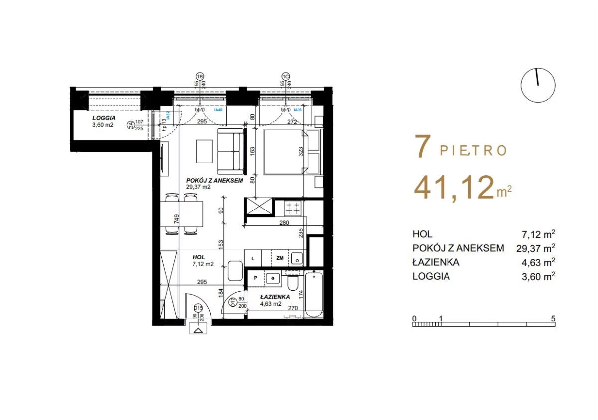 Mieszkanie dwupokojowe 41,12 m², Lublin, Śródmieście, Sprzedaż
