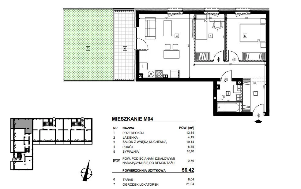 Mieszkanie trzypokojowe 56,42 m², Lublin, Obrońców Lublina, Sprzedaż