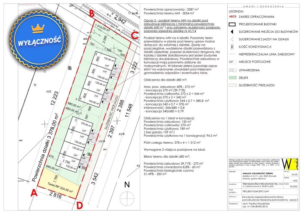 Działka 3 378,00 m², Niemce, Sprzedaż