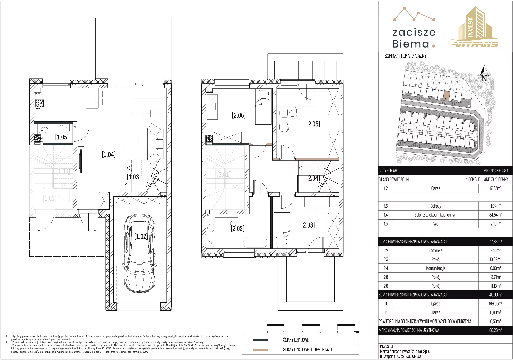 4 pokoje, mieszkanie 88,28 m², parter, oferta nr A.8.1, Zacisze Biema, Olkusz, ul. Biema