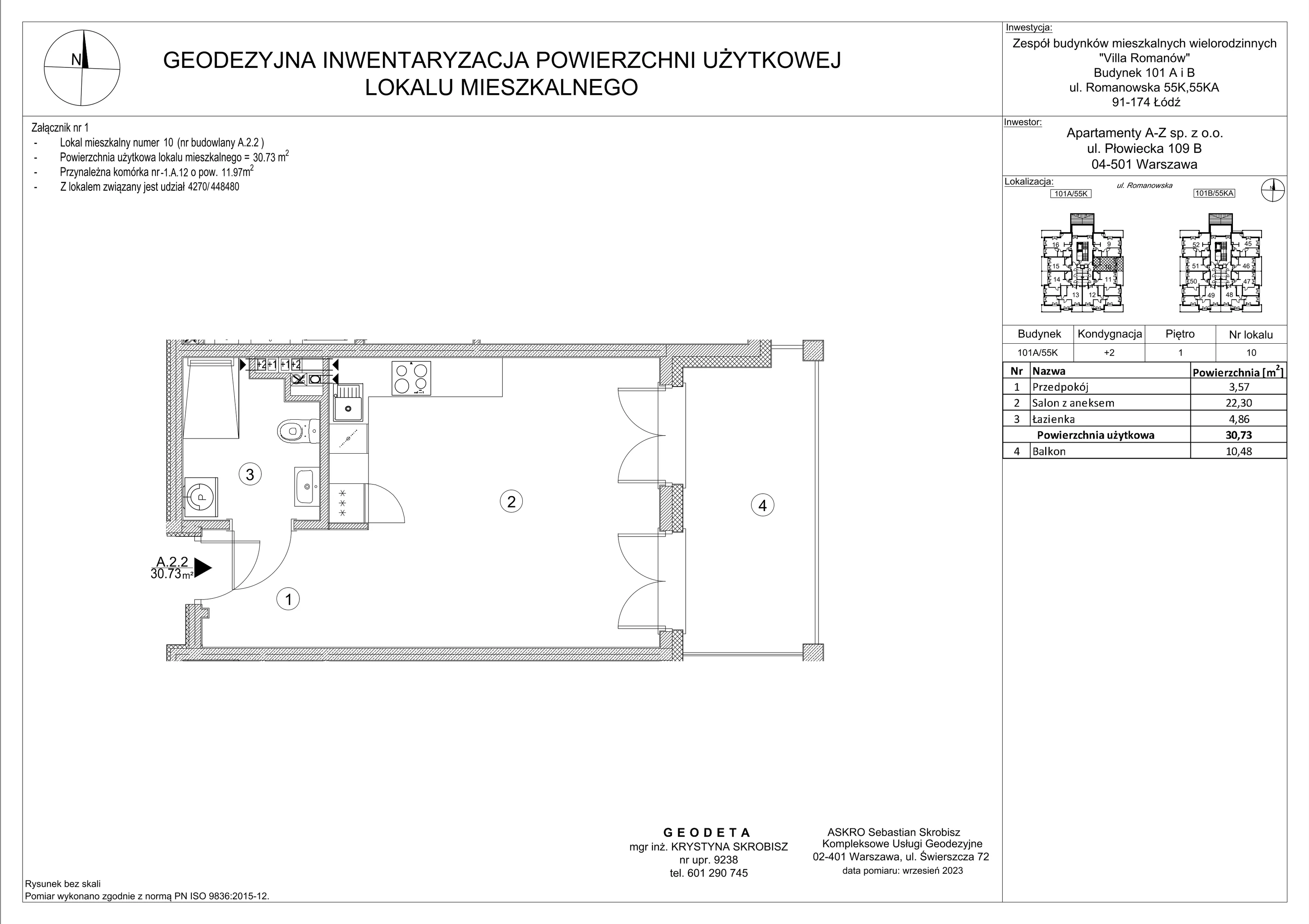 Mieszkanie 30,73 m², piętro 1, oferta nr A.2.2, Villa Romanów - Etap III, Łódź, Bałuty, Bałuty Zachodnie, ul. Romanowska