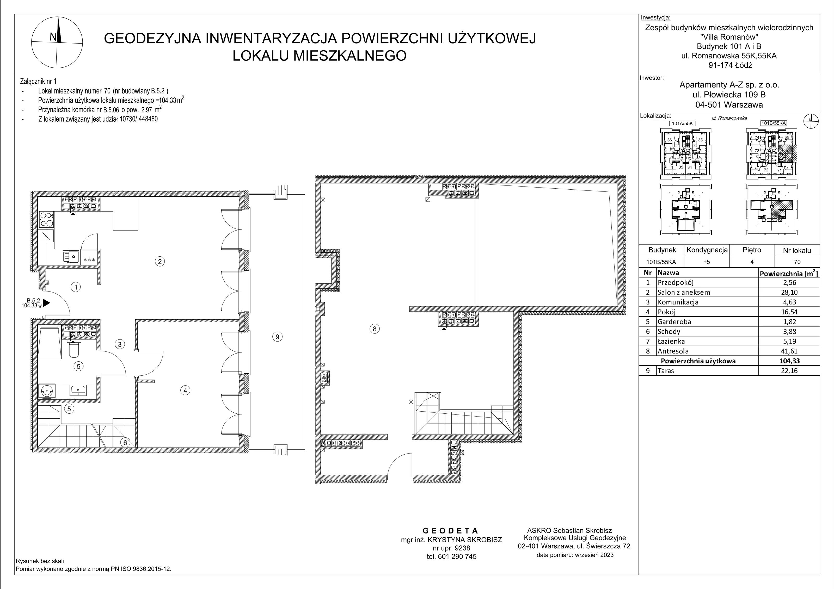 Mieszkanie 104,33 m², piętro 4, oferta nr B.5.2, Villa Romanów - Etap III, Łódź, Bałuty, Bałuty Zachodnie, ul. Romanowska