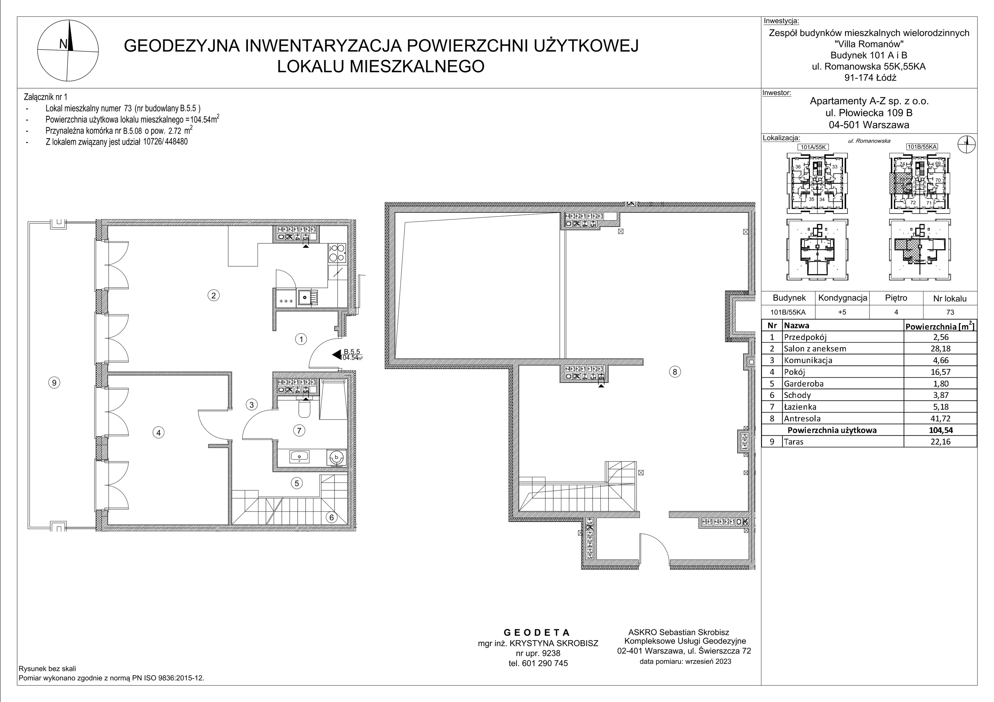 Mieszkanie 104,54 m², piętro 4, oferta nr B.5.5, Villa Romanów - Etap III, Łódź, Bałuty, Bałuty Zachodnie, ul. Romanowska