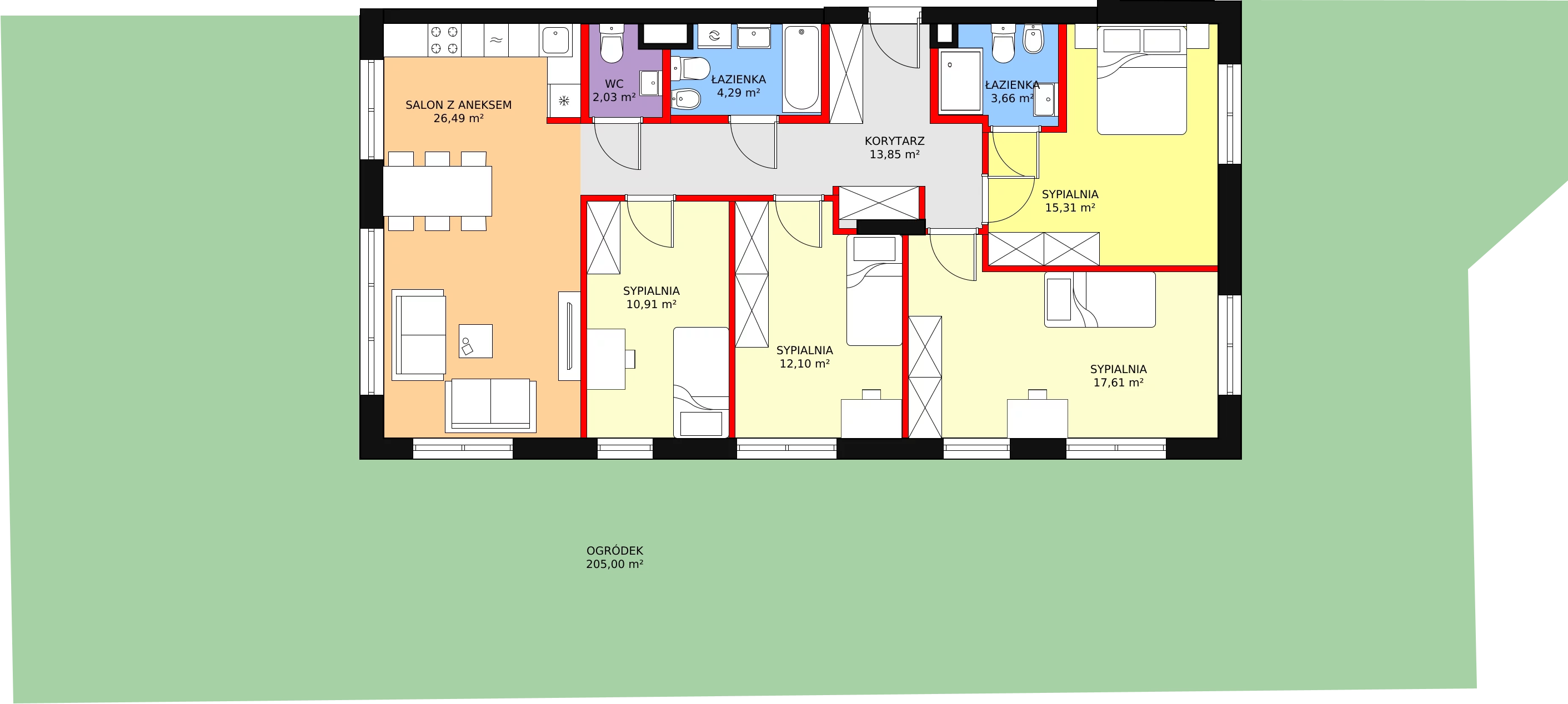 Apartament 106,25 m², parter, oferta nr B2, Apartamenty Sopot Portal Blue, Sopot, Górny Sopot, Aleja Niepodległości 736