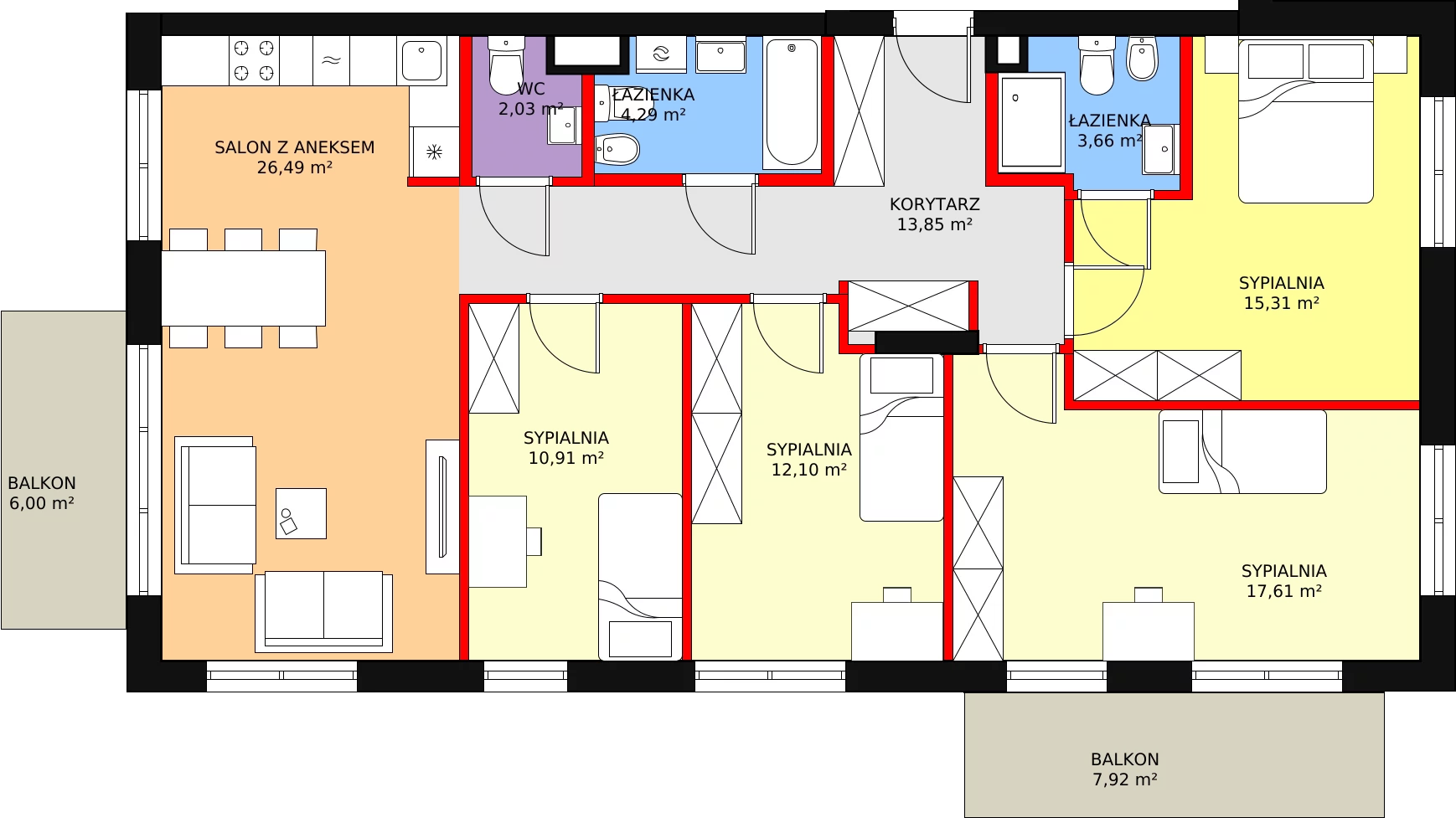 Apartament 106,25 m², piętro 2, oferta nr B9, Apartamenty Sopot Portal Blue, Sopot, Górny Sopot, Aleja Niepodległości 736