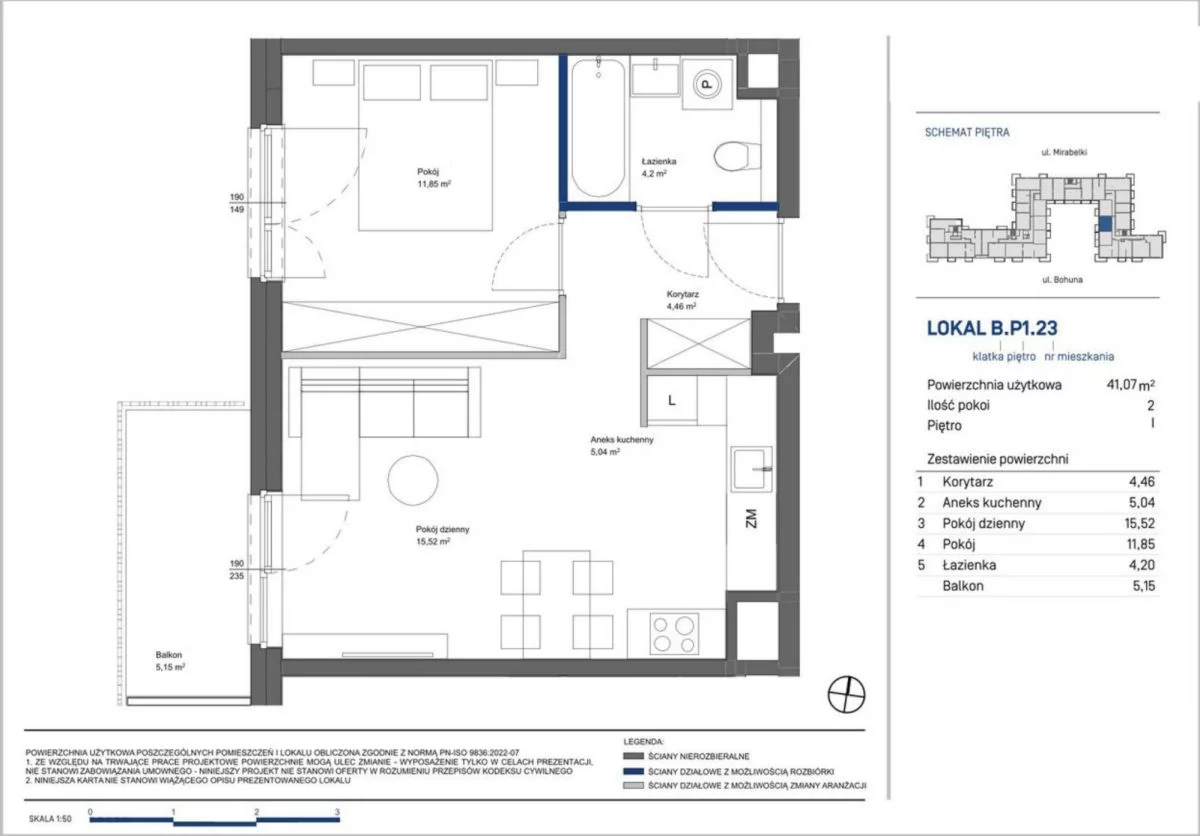 2 pokoje, mieszkanie 41,30 m², piętro 1, oferta nr , GH875841, Warszawa, Bohuna