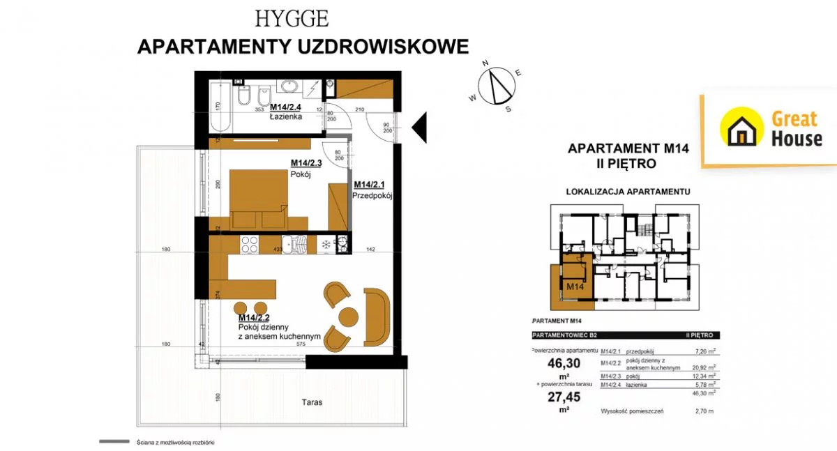 Mieszkanie dwupokojowe 46,30 m², Busko-Zdrój, Ludwika Waryńskiego, Sprzedaż