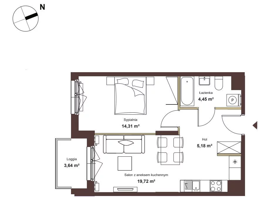 2 pokoje, mieszkanie 43,66 m², piętro 1, oferta nr , GH605279, Jabłonna, Marmurowa