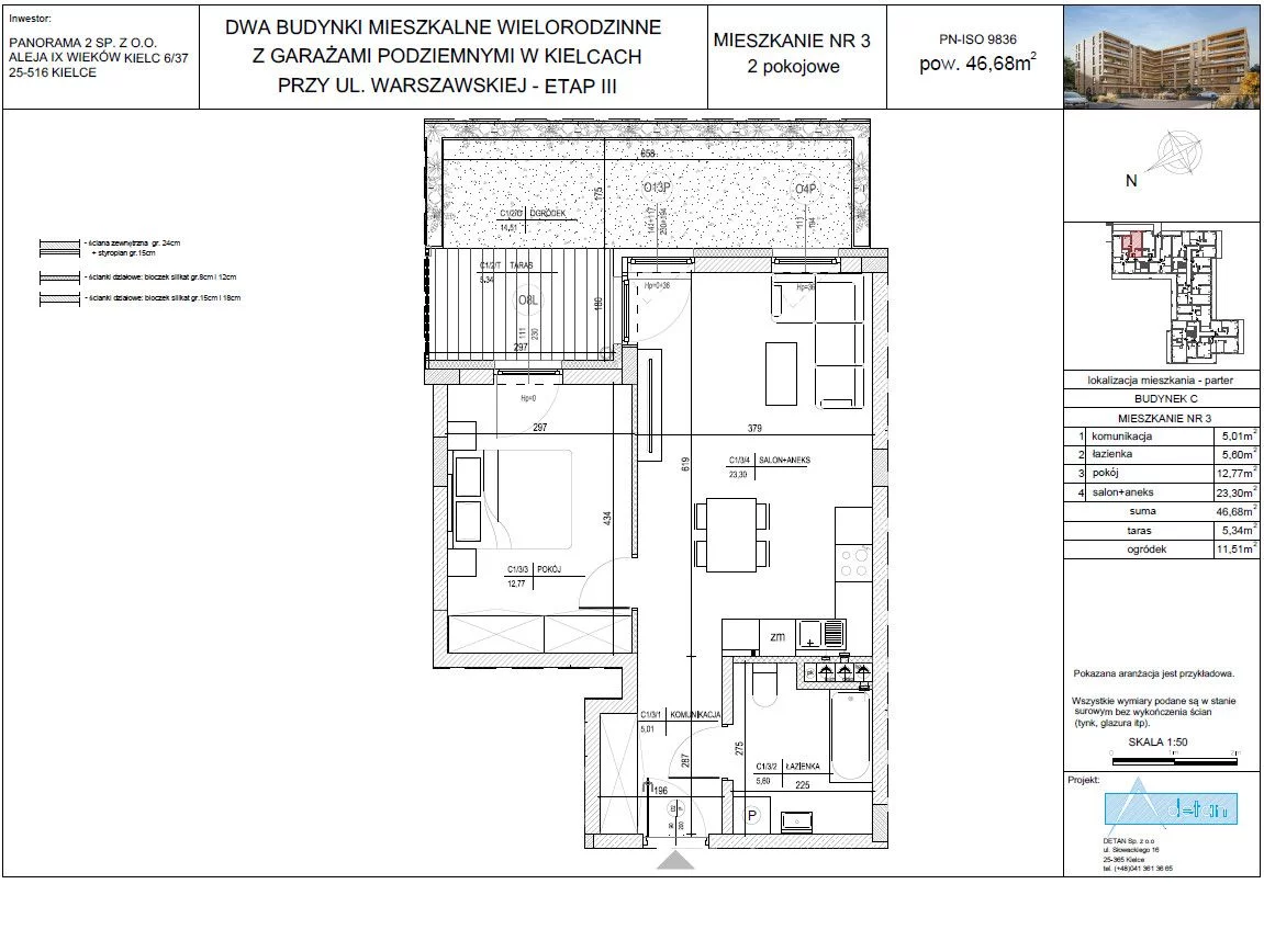 Apartament na sprzedaż, 47,00 m², 2 pokoje, parter, oferta nr GH660569