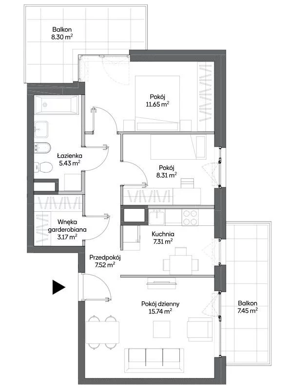 3 pokoje, mieszkanie 59,13 m², piętro 2, oferta nr , GH537949, Warszawa, Włochy, Włochy, Bakalarska