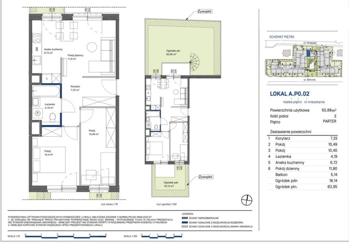 3 pokoje, mieszkanie 50,93 m², parter, oferta nr , GH781182, Warszawa, Bohuna