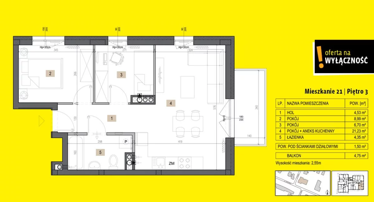 3 pokoje, mieszkanie 47,30 m², piętro 3, oferta nr , GH586263780, Kielce, Leszczyńska