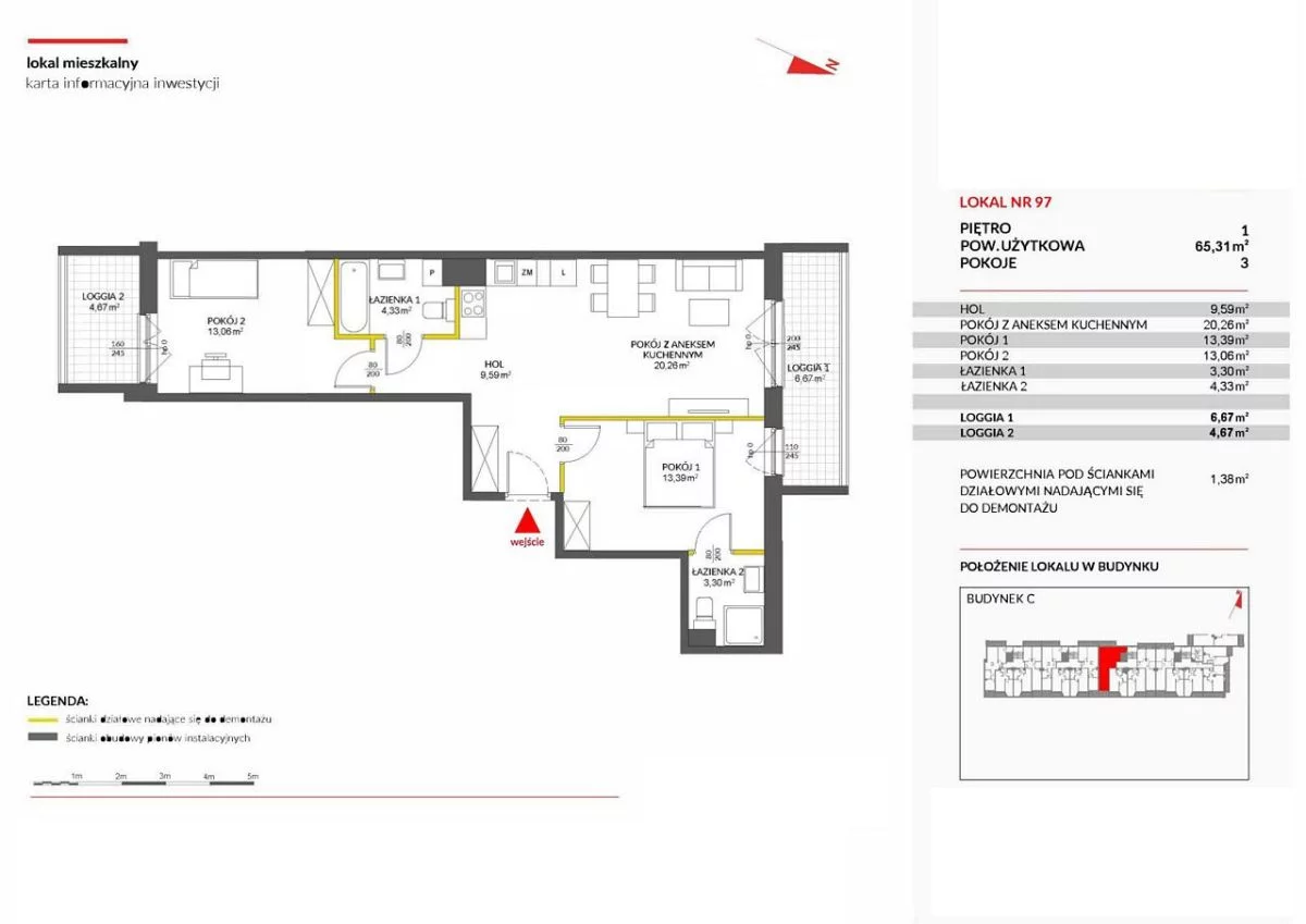 3 pokoje, mieszkanie 65,31 m², piętro 1, oferta nr , GH393241, Warszawa, Białołęka, Białołęka, Marywilska