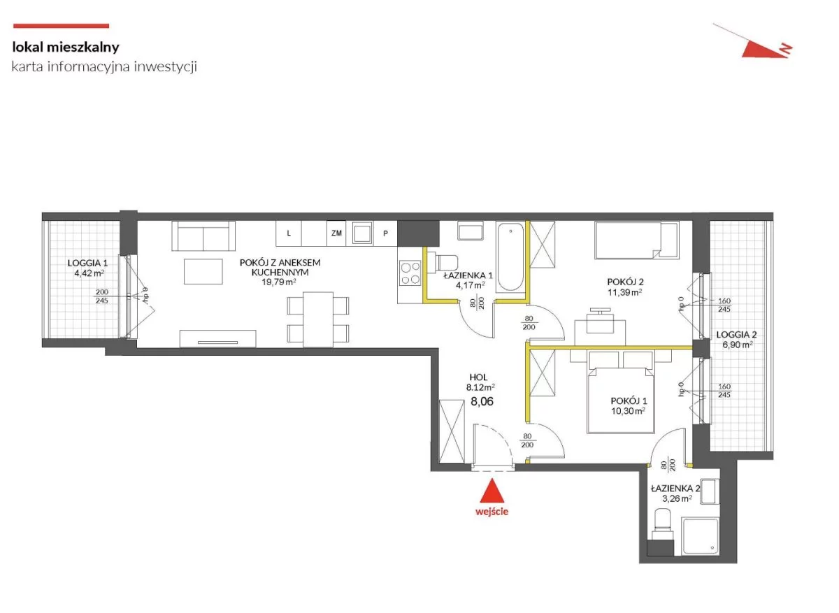 3 pokoje, mieszkanie 58,32 m², piętro 2, oferta nr , GH205885, Warszawa, Białołęka, Białołęka, Marywilska