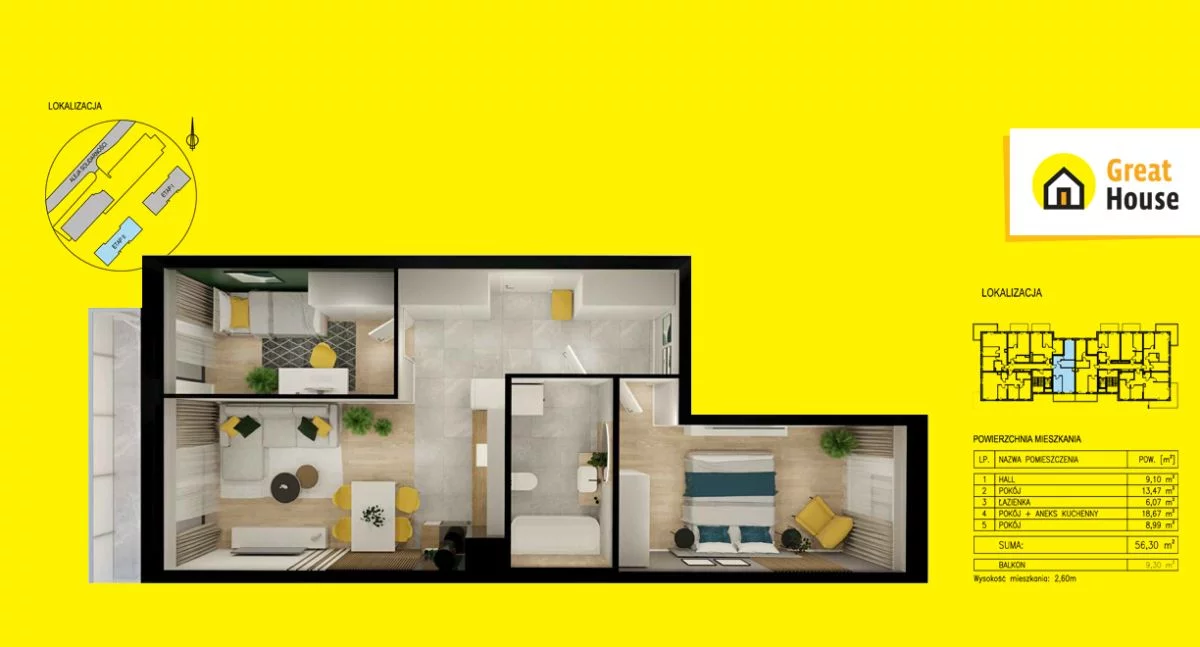 3 pokoje, mieszkanie 56,30 m², piętro 7, oferta nr , GH356229, Kielce, Solidarności