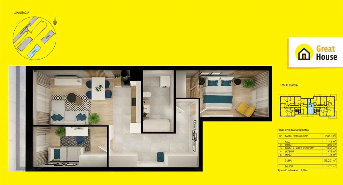 3 pokoje, mieszkanie 56,30 m², piętro 7, oferta nr , GH356229, Kielce, Solidarności