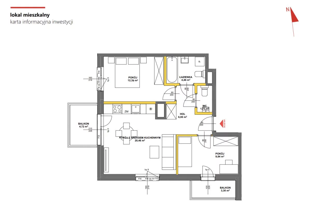 3 pokoje, mieszkanie 57,23 m², piętro 1, oferta nr , GH489211, Julianów, Urbanistów