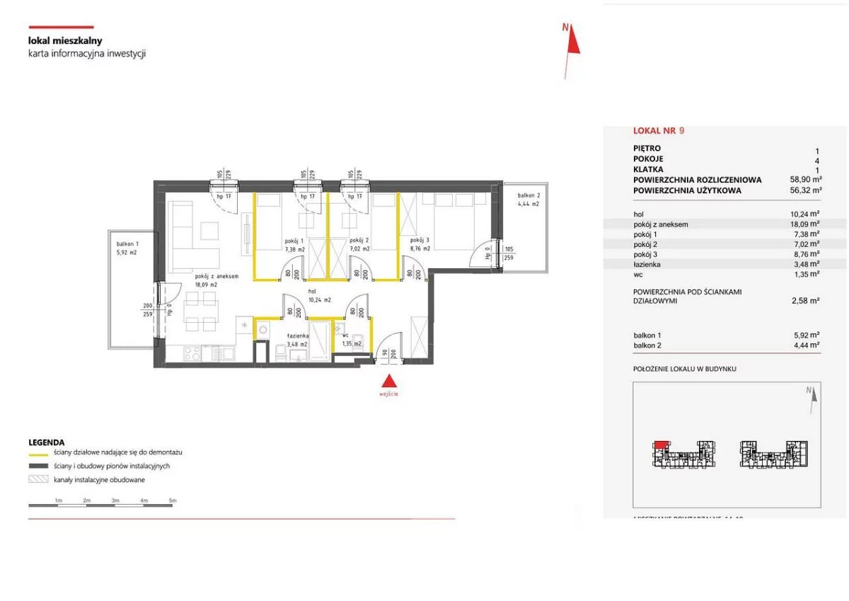 Mieszkanie czteropokojowe 58,90 m², Warszawa, Białołęka, Białołęcka, Sprzedaż