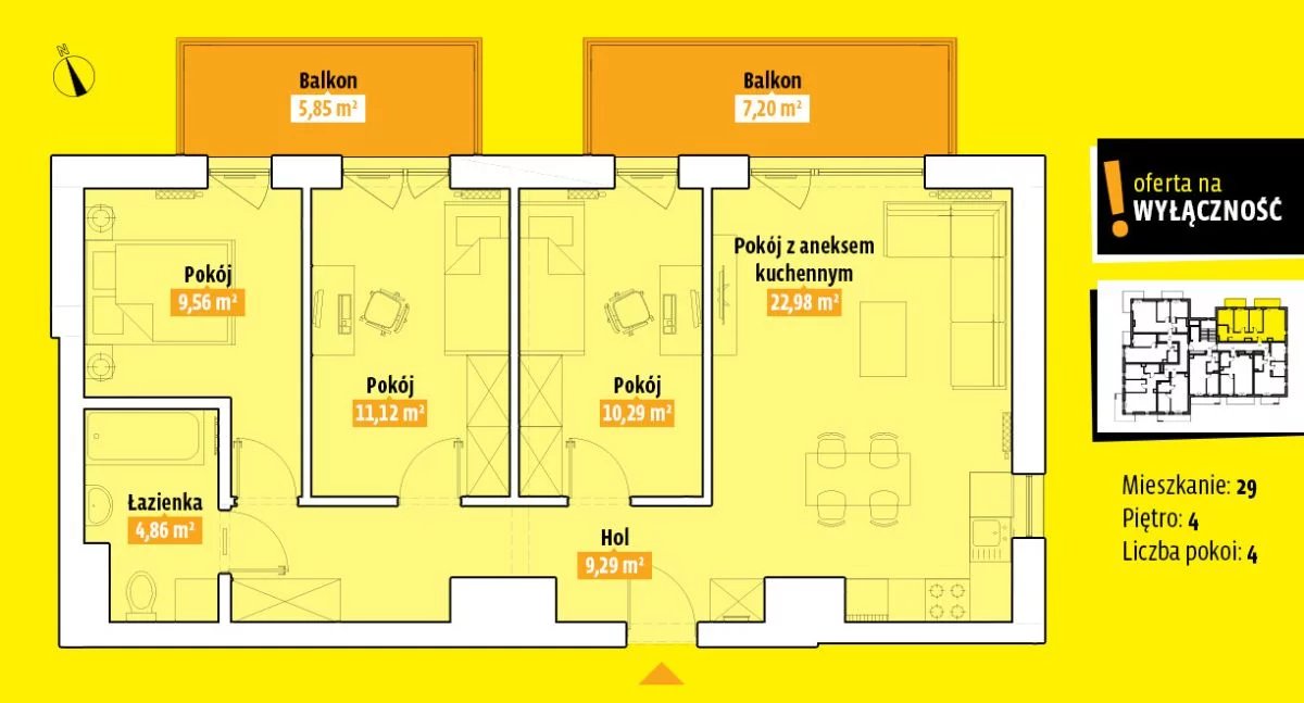4 pokoje, mieszkanie 70,90 m², piętro 4, oferta nr , GH801513391, Kielce, Leszczyńska
