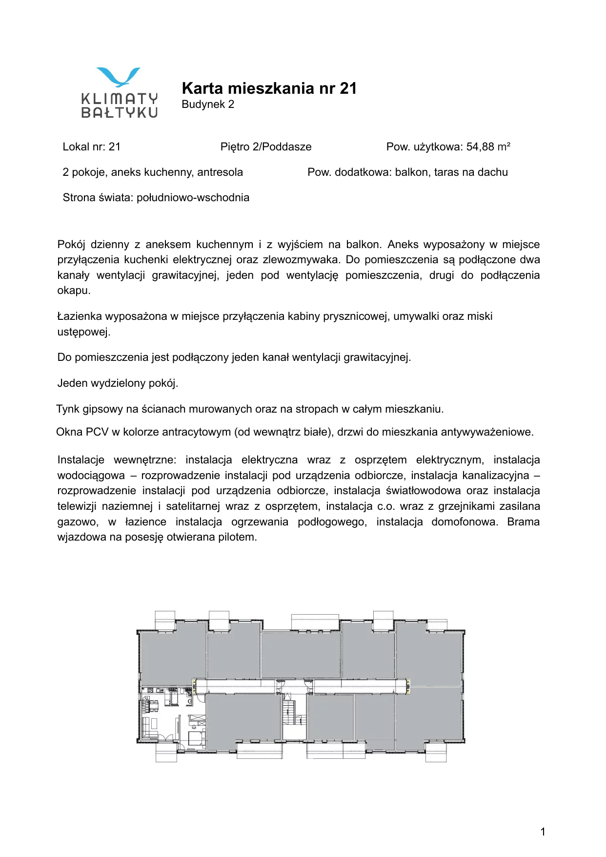 Apartament 54,88 m², piętro 2, oferta nr 21, Klimaty Bałtyku, Dziwnów, ul. Daglezji 93-94