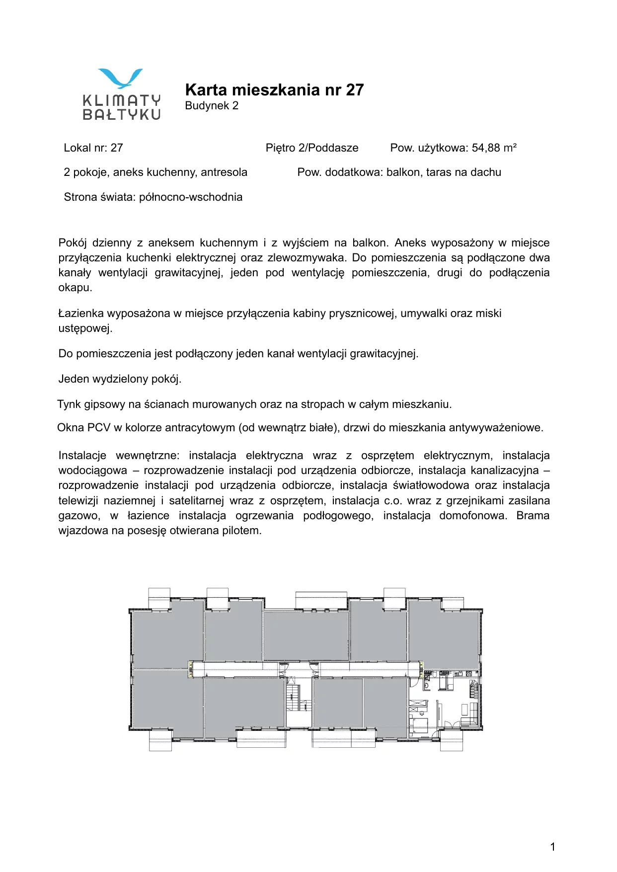 Apartament 54,88 m², piętro 2, oferta nr 27, Klimaty Bałtyku, Dziwnów, ul. Daglezji 93-94