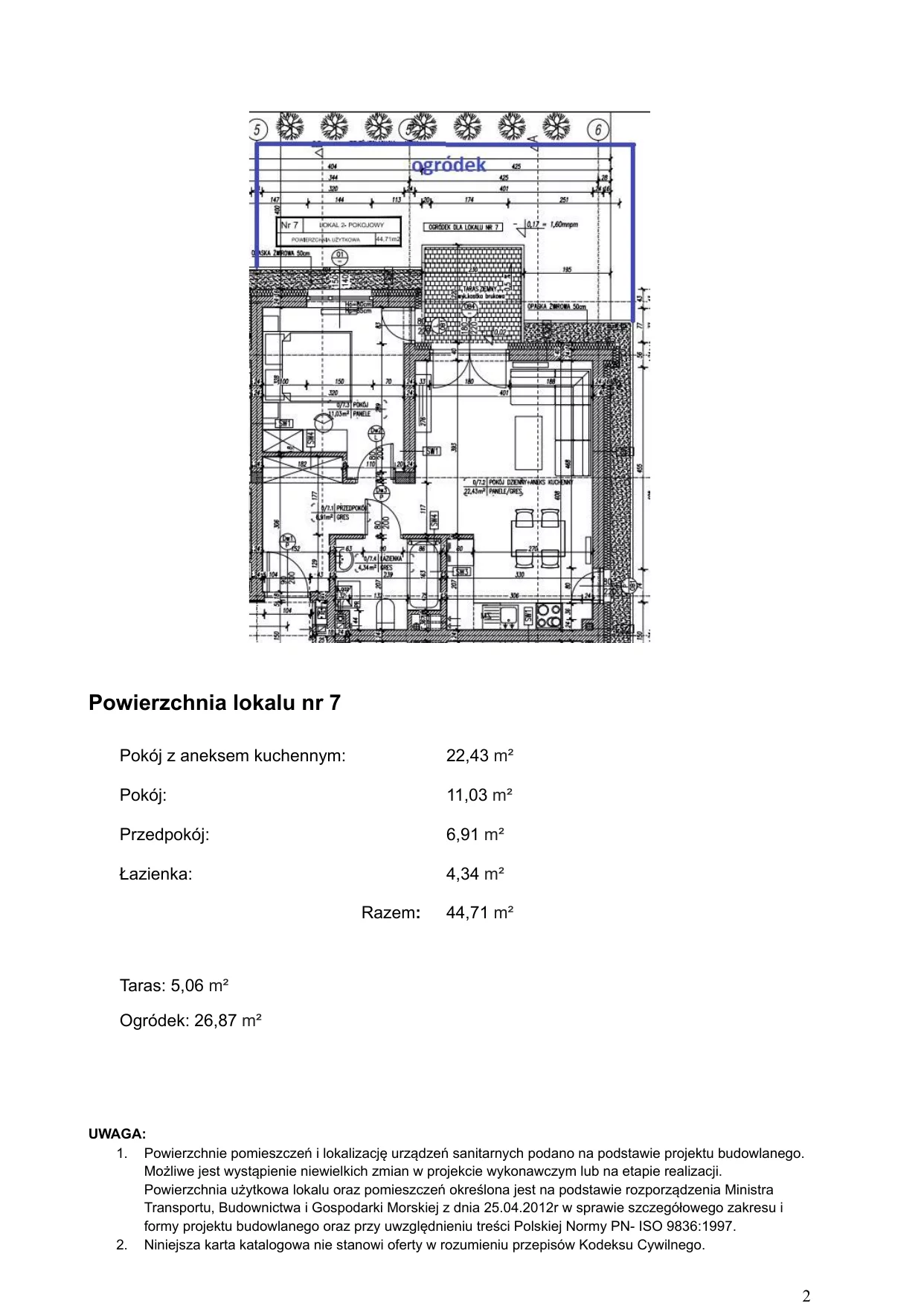 Apartament 44,71 m², parter, oferta nr 7, Klimaty Bałtyku, Dziwnów, ul. Daglezji 93-94