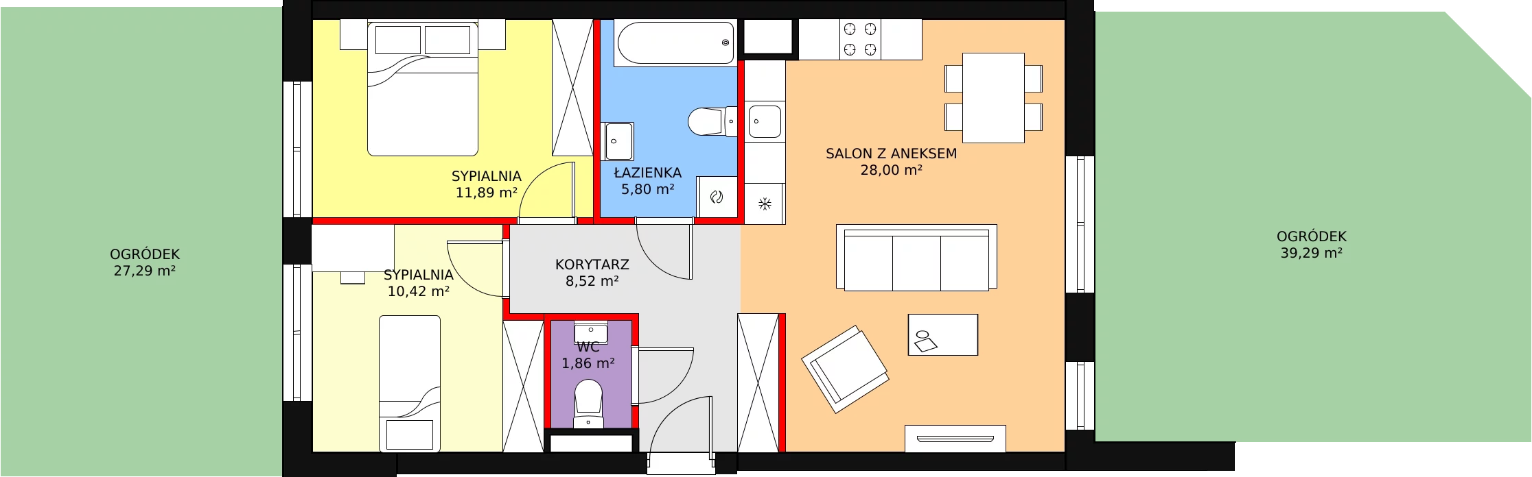 Mieszkanie 68,48 m², parter, oferta nr 65, Perła Piotrkowska, Łódź, Śródmieście, Osiedle Katedralna, ul. Piotrkowska 252/256