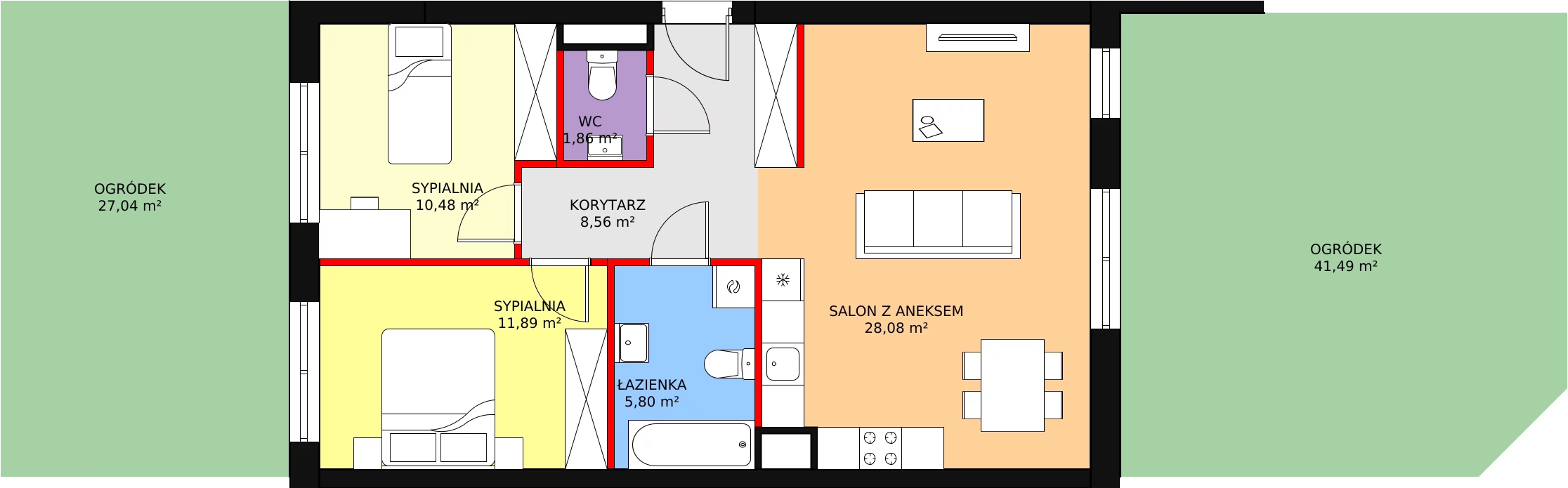 Mieszkanie 68,67 m², parter, oferta nr 67, Perła Piotrkowska, Łódź, Śródmieście, Osiedle Katedralna, ul. Piotrkowska 252/256