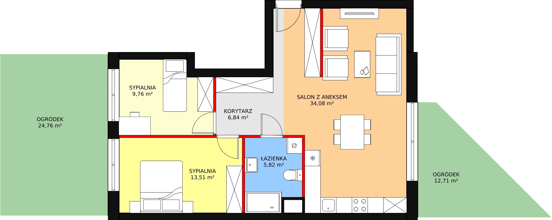 Mieszkanie 71,73 m², parter, oferta nr 98, Perła Piotrkowska, Łódź, Śródmieście, Osiedle Katedralna, ul. Piotrkowska 252/256