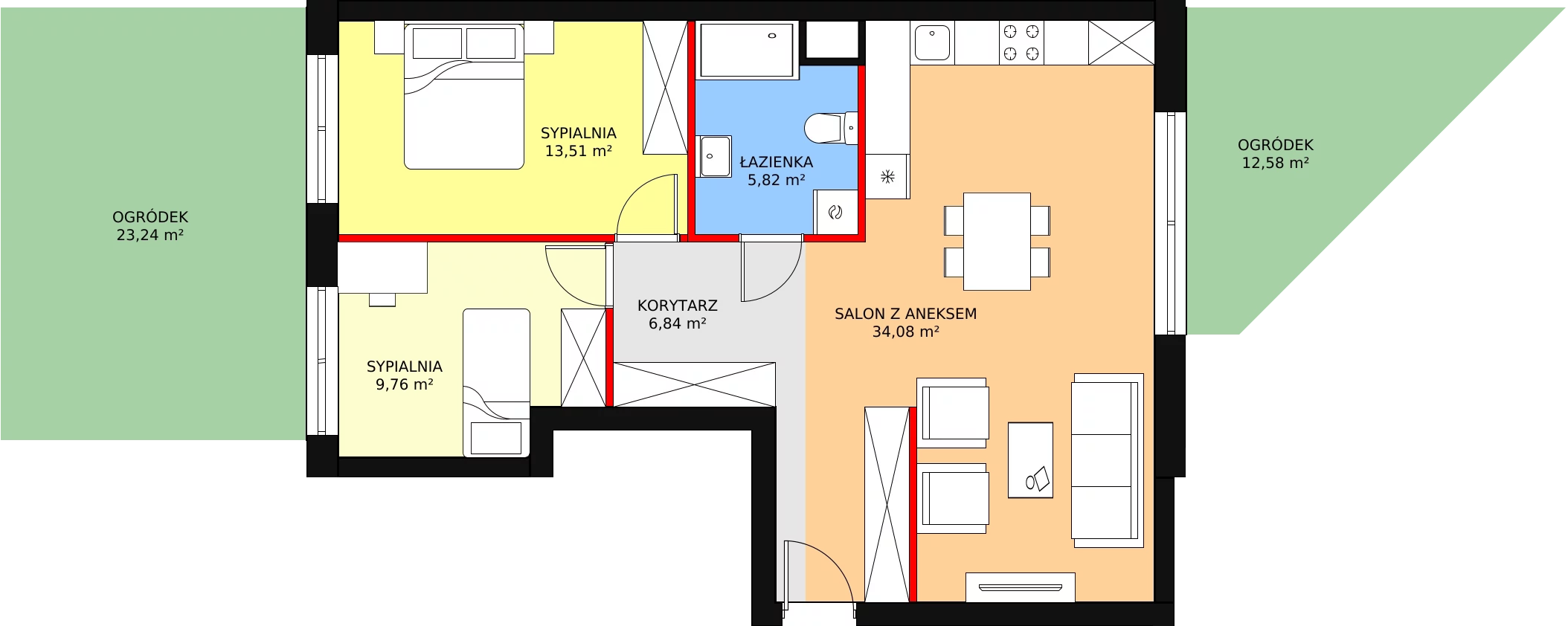 Mieszkanie 71,73 m², parter, oferta nr 1, Perła Piotrkowska, Łódź, Śródmieście, Osiedle Katedralna, ul. Piotrkowska 252/256