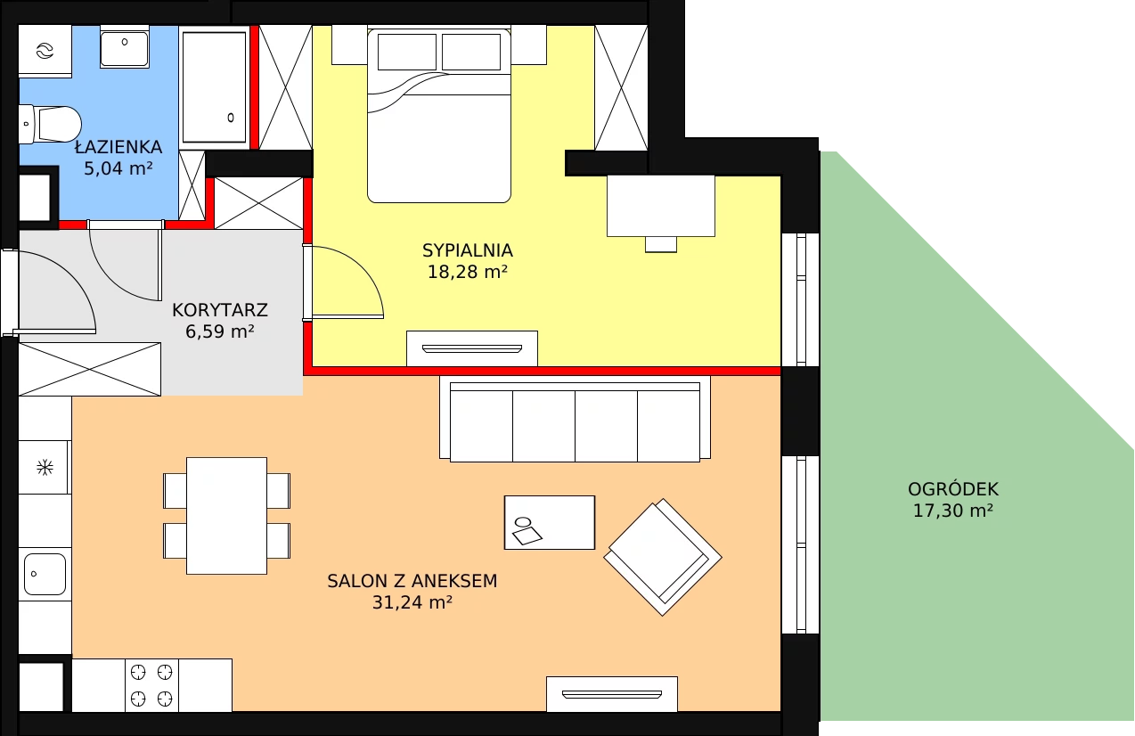 Mieszkanie 62,27 m², parter, oferta nr 2, Perła Piotrkowska, Łódź, Śródmieście, Osiedle Katedralna, ul. Piotrkowska 252/256