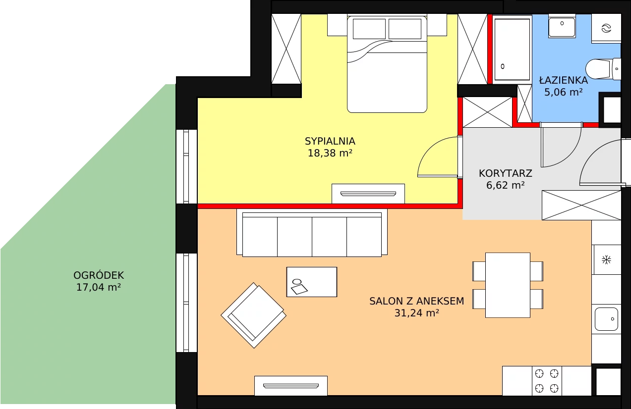 Mieszkanie 62,41 m², parter, oferta nr 97, Perła Piotrkowska, Łódź, Śródmieście, Osiedle Katedralna, ul. Piotrkowska 252/256