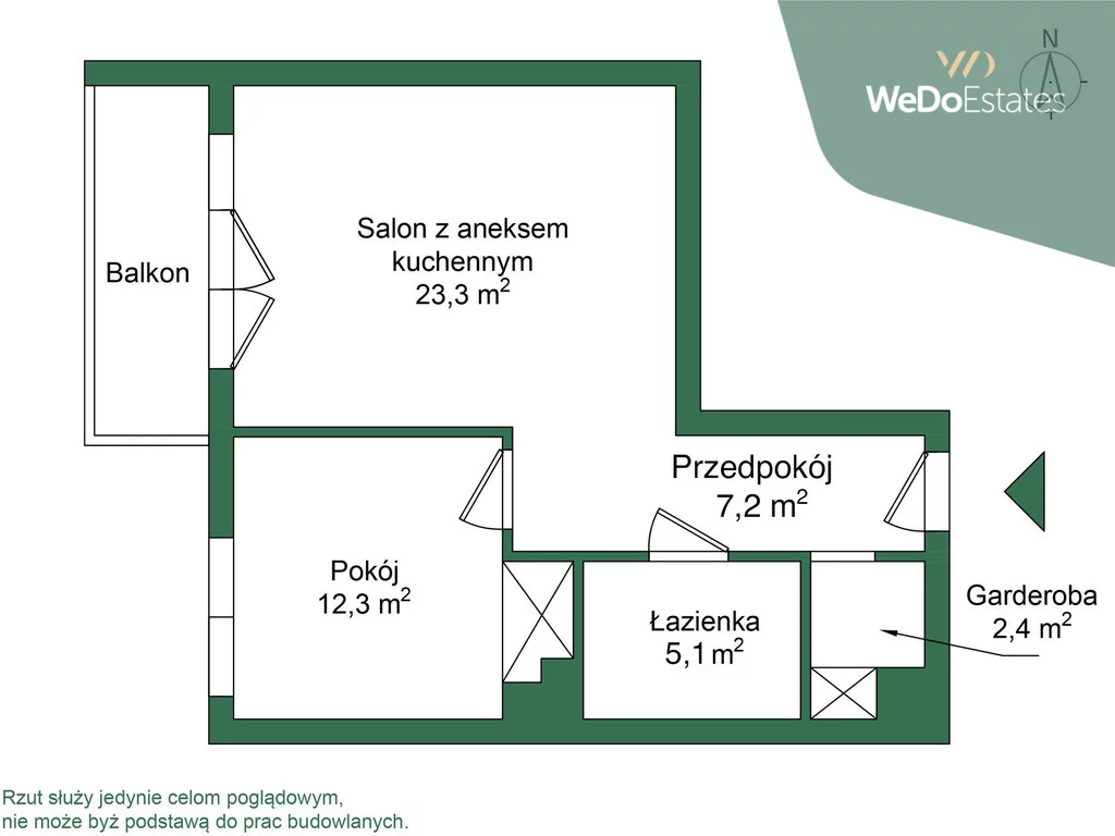 2 pokoje, mieszkanie 50,40 m², piętro 1, oferta nr , 638/12532/OMS, Warszawa, Mokotów, Mokotów, Bartycka