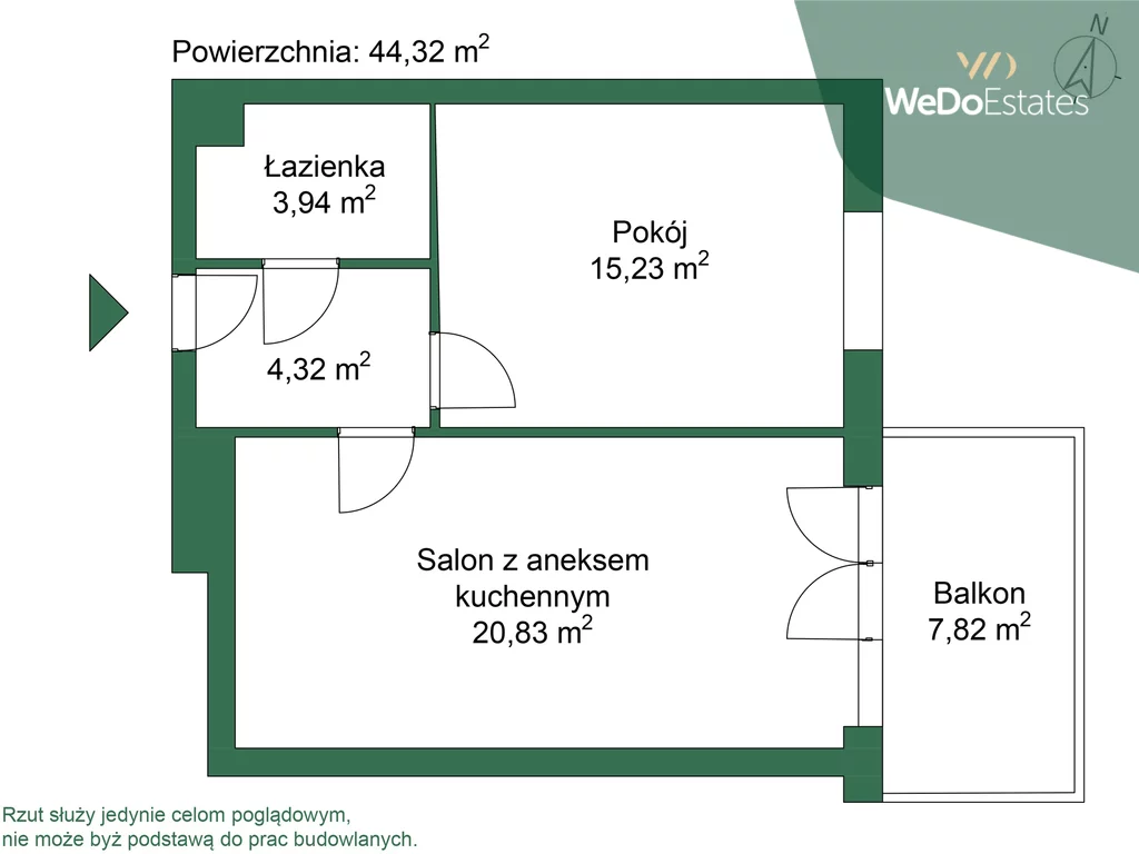 2 pokoje, mieszkanie 44,32 m², piętro 3, oferta nr , 640/12532/OMS, Warszawa, Białołęka, Białołęka, Geodezyjna 66A