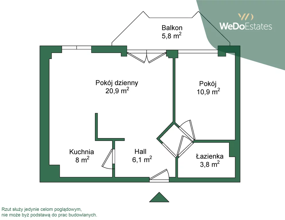 Apartament na sprzedaż, 49,70 m², 2 pokoje, piętro 1, oferta nr 497/12532/OMS