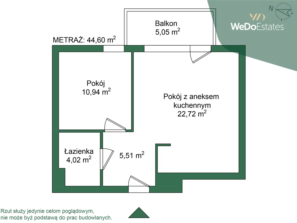 2 pokoje, mieszkanie 44,60 m², piętro 1, oferta nr , 629/12532/OMS, Warszawa, Mokotów, Mokotów