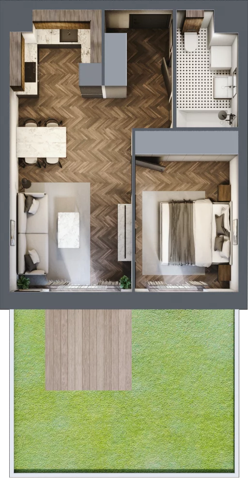2 pokoje, mieszkanie 43,08 m², parter, oferta nr H01, Kopernika 16, Oleśnica, ul. Mikołaja Kopernika 16