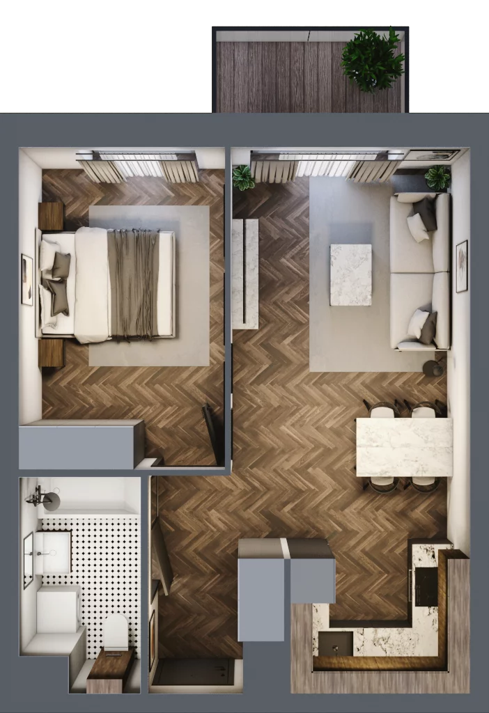 2 pokoje, mieszkanie 42,26 m², piętro 1, oferta nr H13, Kopernika 16, Oleśnica, ul. Mikołaja Kopernika 16