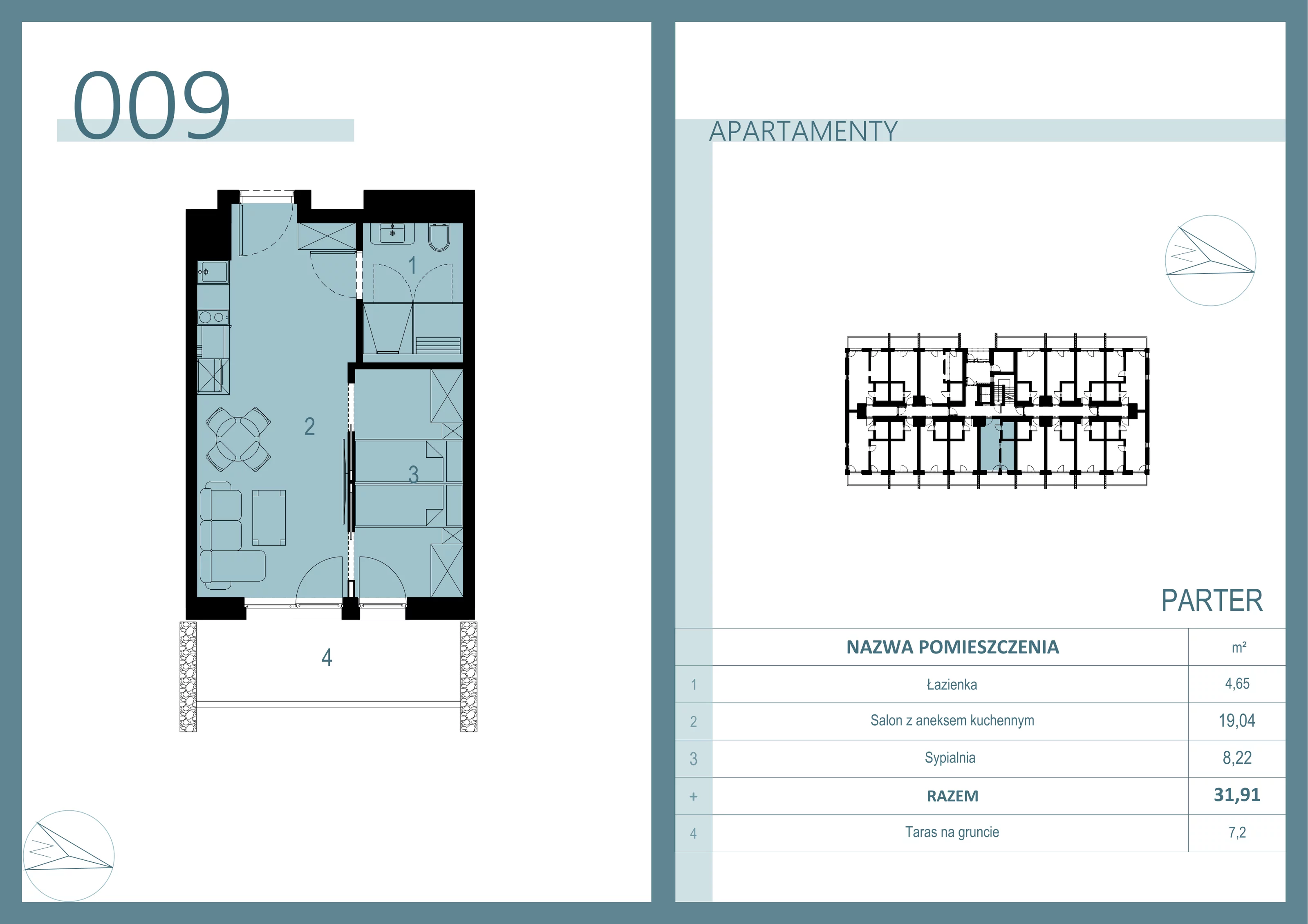 2 pokoje, apartament 32,28 m², parter, oferta nr A/009, Linea Mare Mrzeżyno, Mrzeżyno, ul. Nadmorska 14