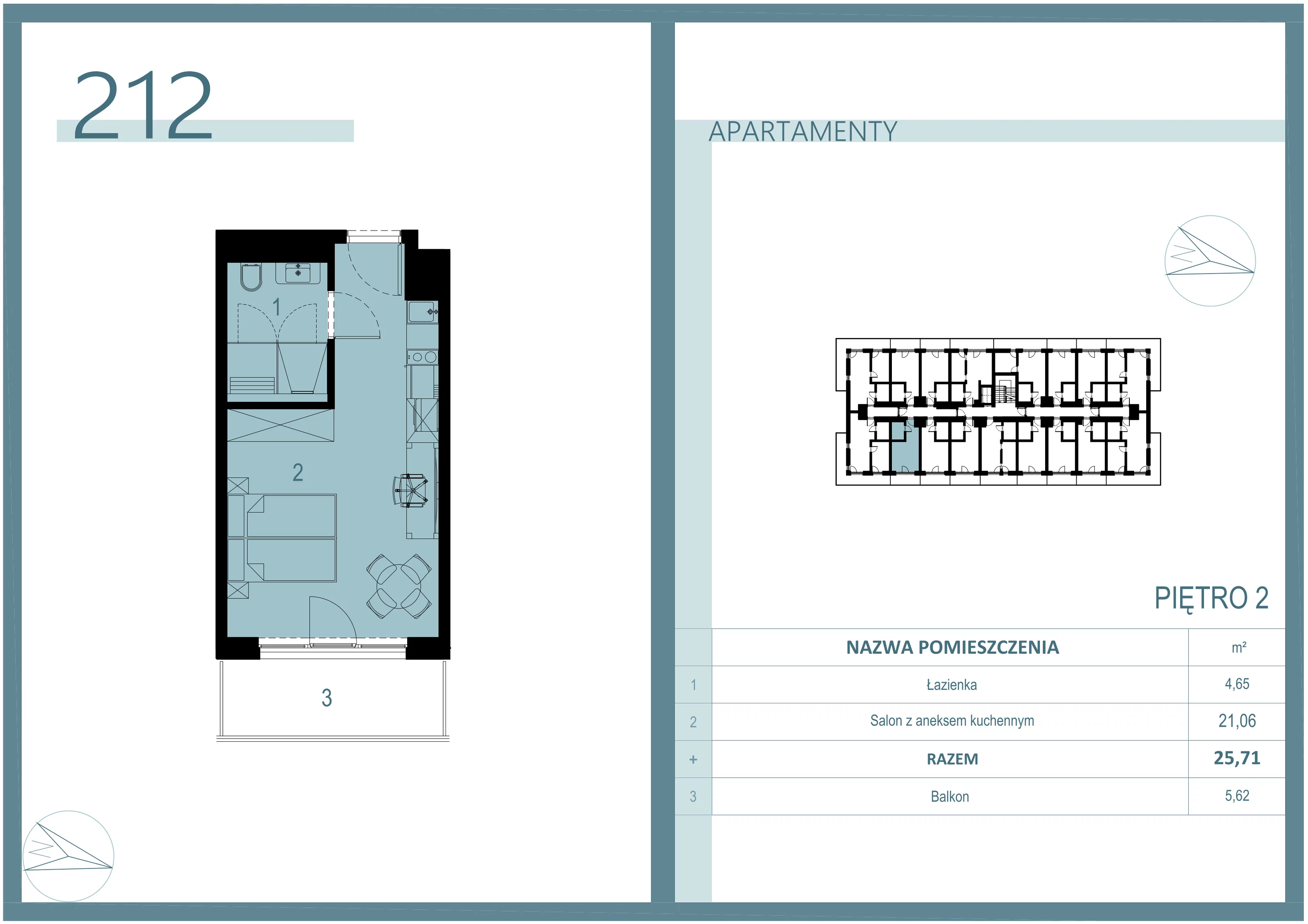 Apartament 25,11 m², piętro 2, oferta nr A/212, Linea Mare Mrzeżyno, Mrzeżyno, ul. Nadmorska 14