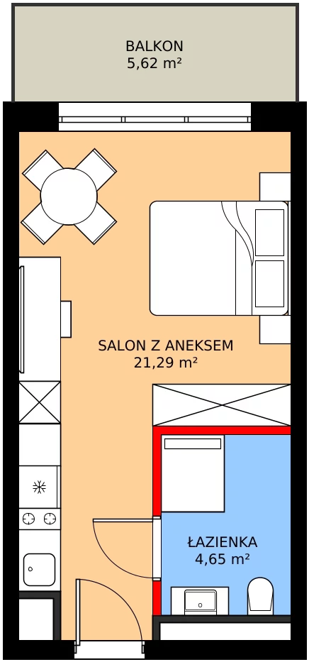 Zalety apartamentu 25.94 m², A/303
