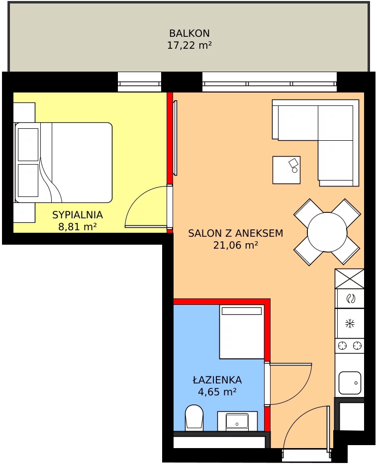 Zalety apartamentu 34.51 m², A/101