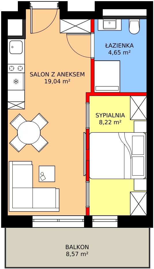 Zalety apartamentu 31.91 m², A/109
